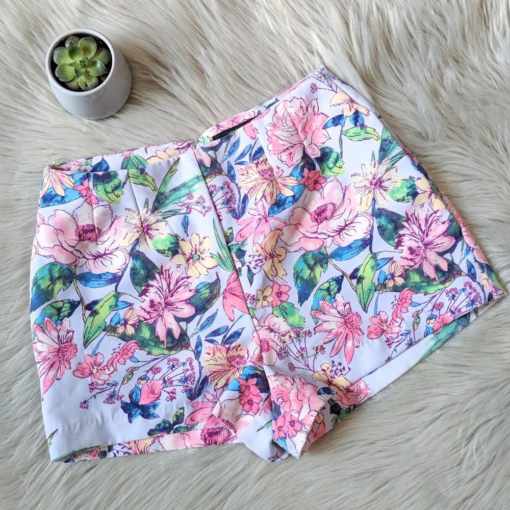 EUC Forever 21 High Waisted Floral Shorts Small